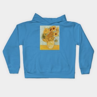 Sunflowers on Blue Van Gogh Kids Hoodie